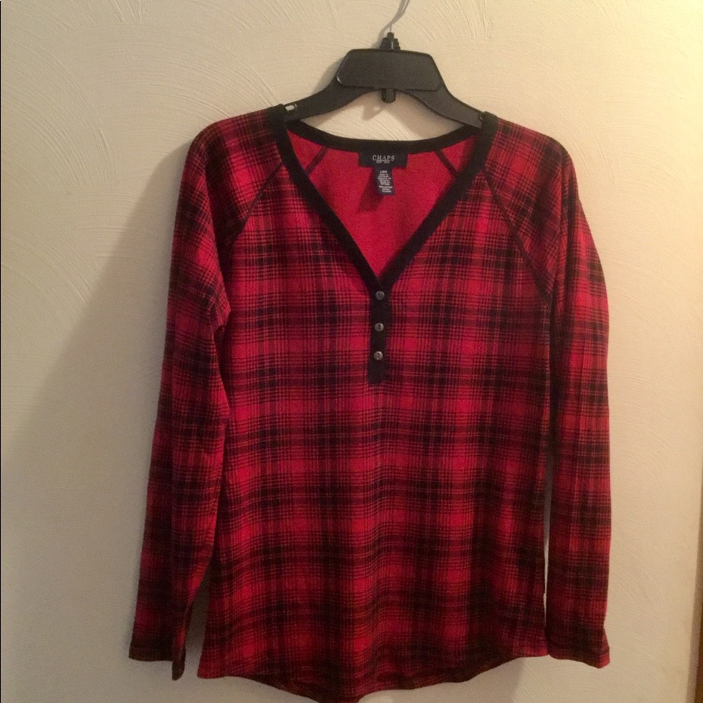 NWOT CHAPS HENLEY STYLE COTTON TOP LARGE